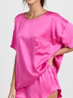 Lunya Washable Silk Shirt Caffeinated Pink Size Small